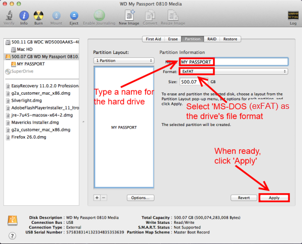 Format drive for mac os x
